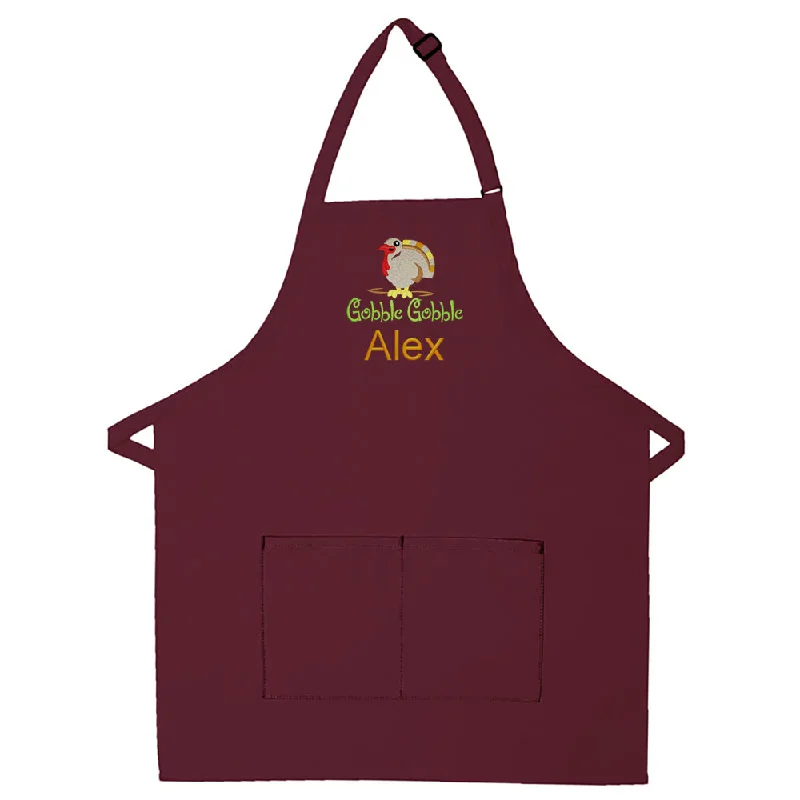 Personalized Apron Embroidered Gobble Gobble Design Add a Name