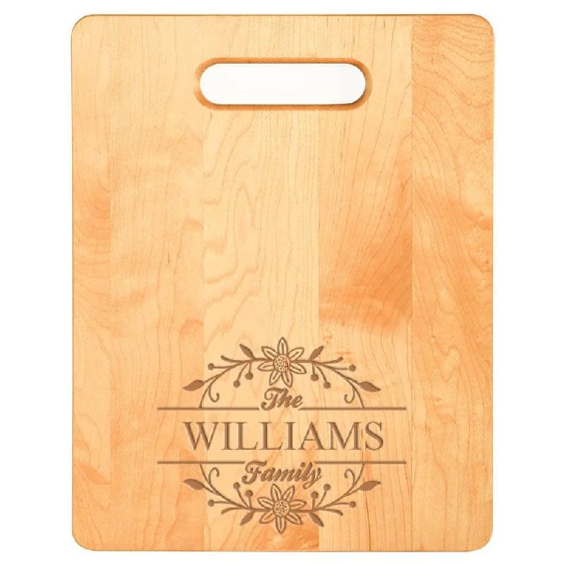 Laser Engraved Family Monogram 2 Cutting Board (Rectangle or Paddle Shaped Options)