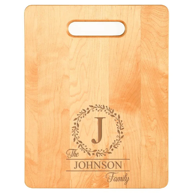 Laser Engraved Family Monogram 4 Cutting Board (Rectangle or Paddle Shaped Options)