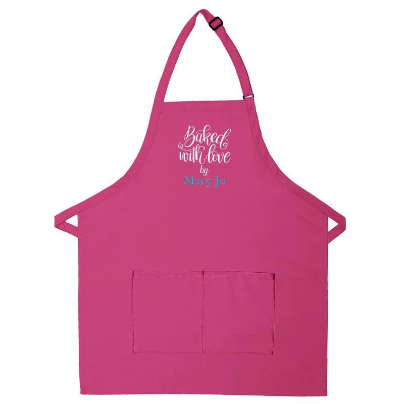 Personalized Apron Embroidered Baked With Love Design Add a Name