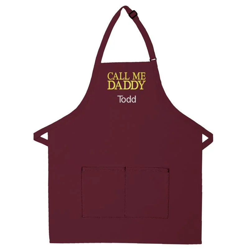 Personalized Apron Embroidered Call Me Daddy Design Add a Name