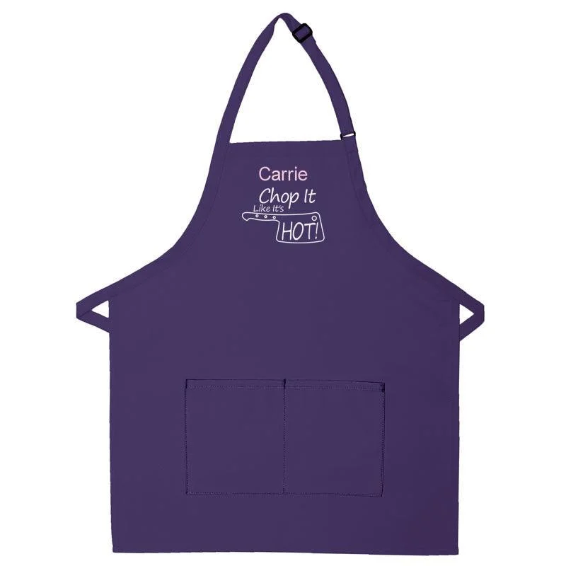 Personalized Apron Embroidered Chop It Like It's Hot Design Add a Name