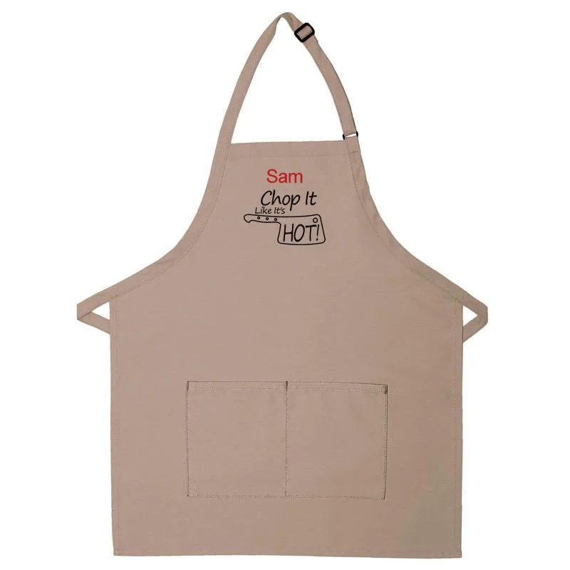 Personalized Apron Embroidered Chop It Like It's Hot Design Add a Name