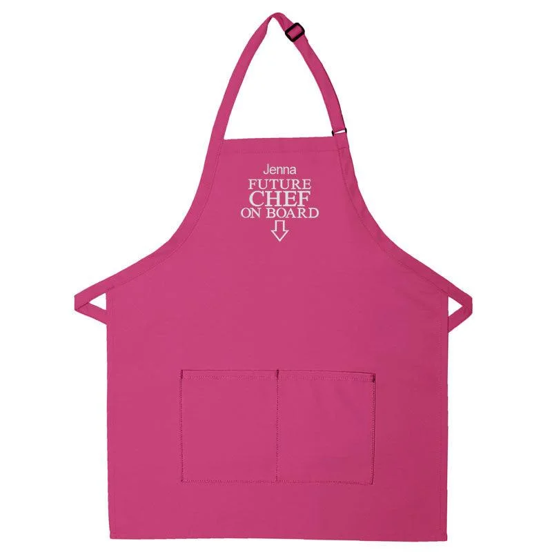 Personalized Apron Embroidered Future Chef On Board Design Add a Name