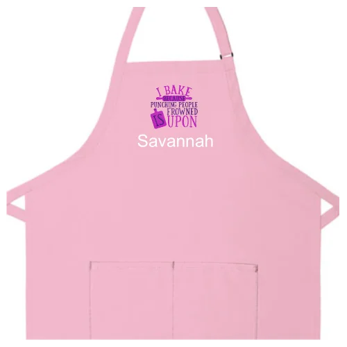 Personalized Apron Embroidered I Bake Because Design Add a Name