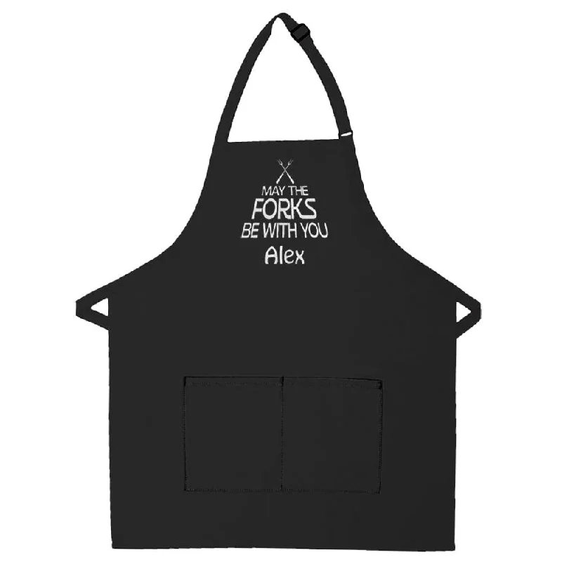 Personalized Apron Embroidered May The Forks Design Add a Name