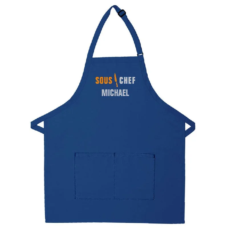 Personalized Apron Embroidered Sous Chef Design Add a Name