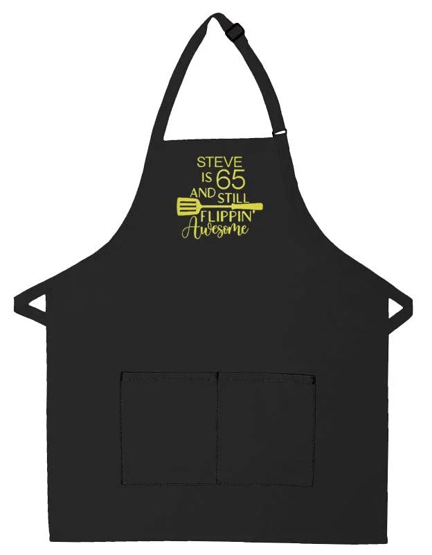 Personalized Apron Embroidered Still Flippin' Awesome Design Add a Name