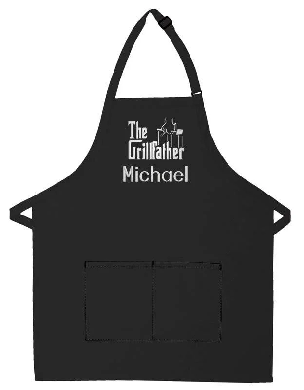 Personalized Apron Embroidered The Grillfather Design Add a Name