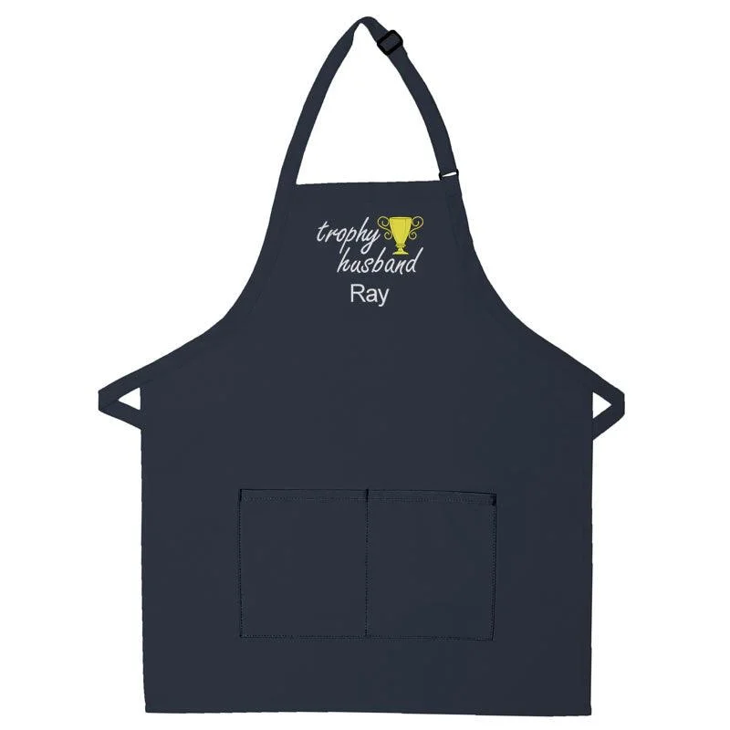 Personalized Apron Embroidered Trophy Husband Design Add a Name