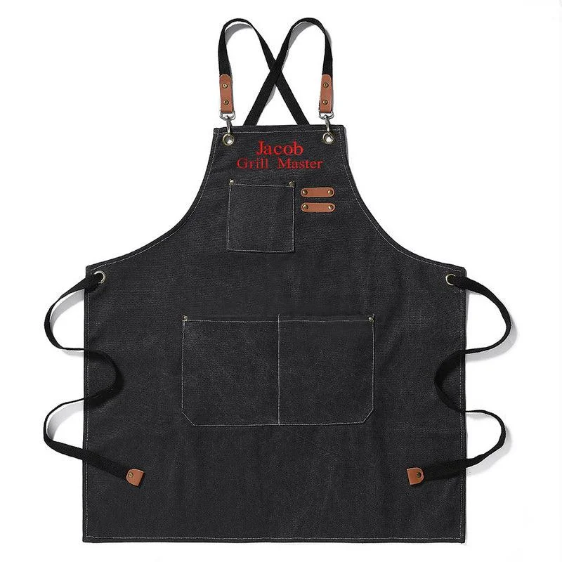 Personalized Durable Canvas Shop Apron Embroidered Name or Text