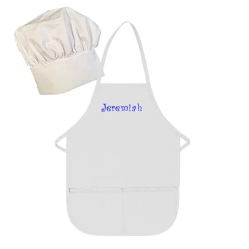 Personalized Embroidered Kids Apron and Chef Hat Set