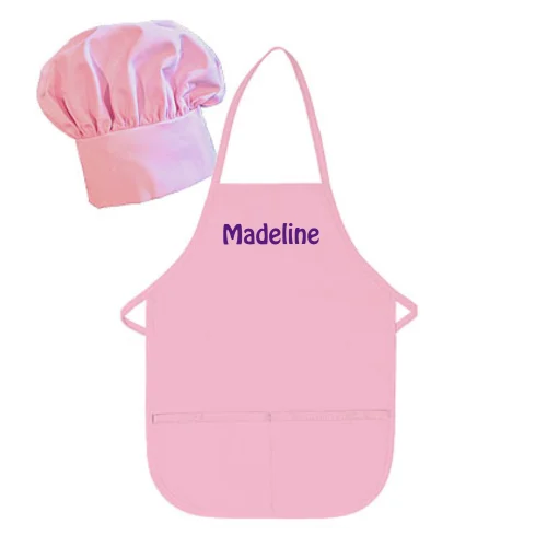 Personalized Embroidered Kids Apron and Chef Hat Set