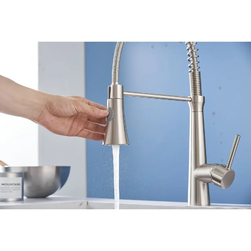 1-Handle Deck Mount Kitchen Faucet with Pull Down