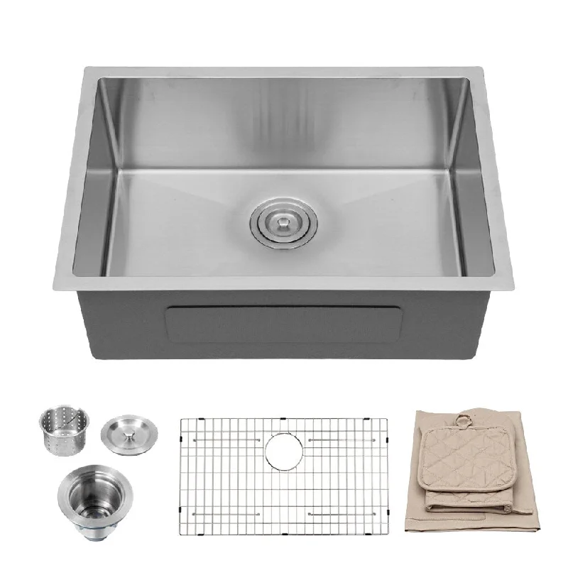 16-Gauge Stainless Steel Rectangle Undermount Single Bowl Kitchen Sink - 27 in. Width