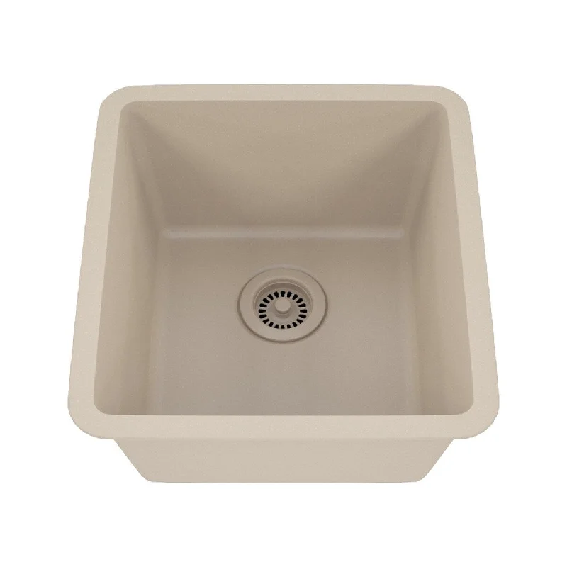 16 Inch Lexicon Platinum Quartz Composite Drop-in Undermount Single Bowl Beige Kitchen Sink LP-1618-B-SO