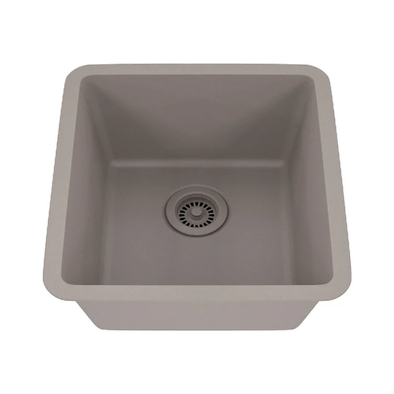 16 Inch Lexicon Platinum Quartz Composite Drop-in Undermount Single Bowl Concrete Kitchen Sink LP-1618-C-SO