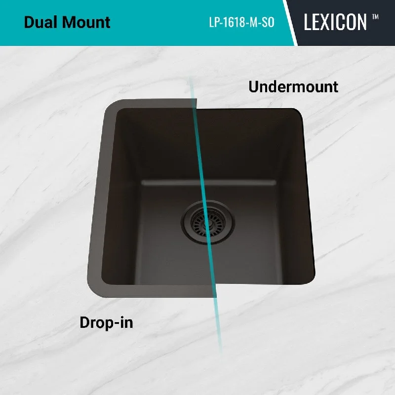 16 Inch Lexicon Platinum Quartz Composite Drop-in Undermount Single Bowl Mocha Kitchen Sink LP-1618-M-SO