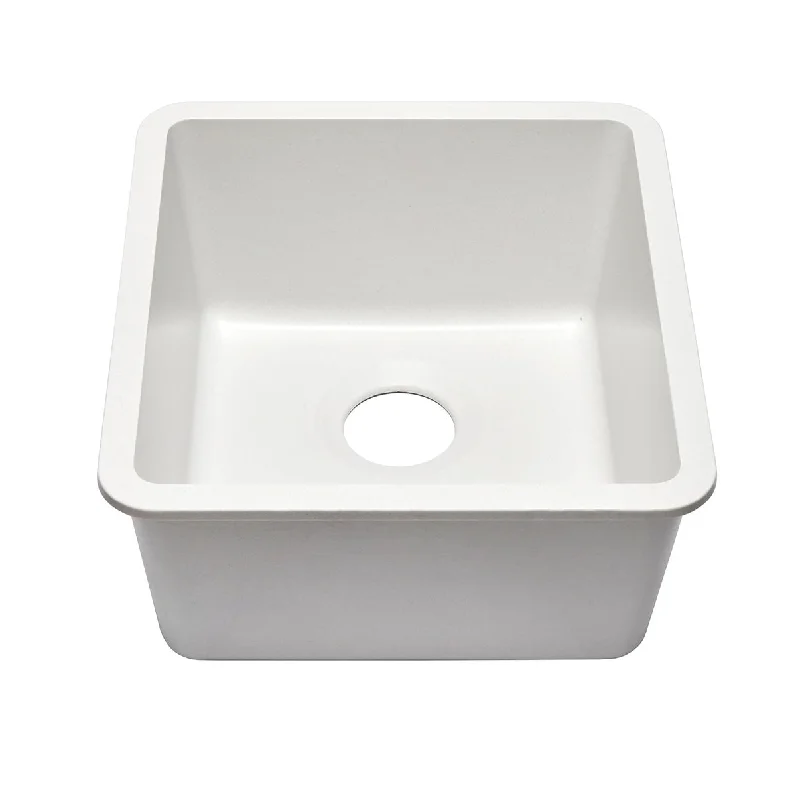 16 Inch Lexicon Platinum Quartz Composite Drop-in Undermount Single Bowl White Kitchen Sink LP-1618-W-SO