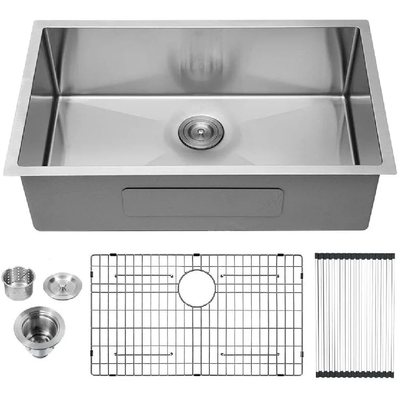 18-Gauge Stainless Steel Rectangle Undermount Single Bowl Kitchen Sink - 33 in. Width