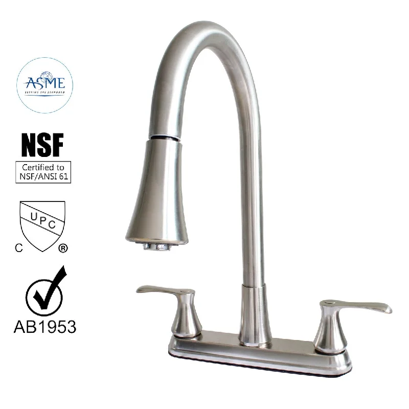 22167143 -Hybrid Metal Kitchen Sink Faucet 28mm Spout with Pull down Spray Brushed Nickel