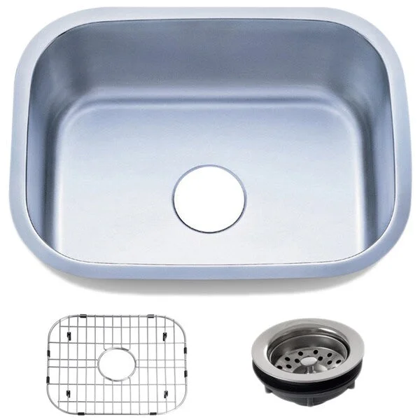 23.5-inch Stainless Steel 18 gauge Undermount Single Bowl Kitchen Sink Basket