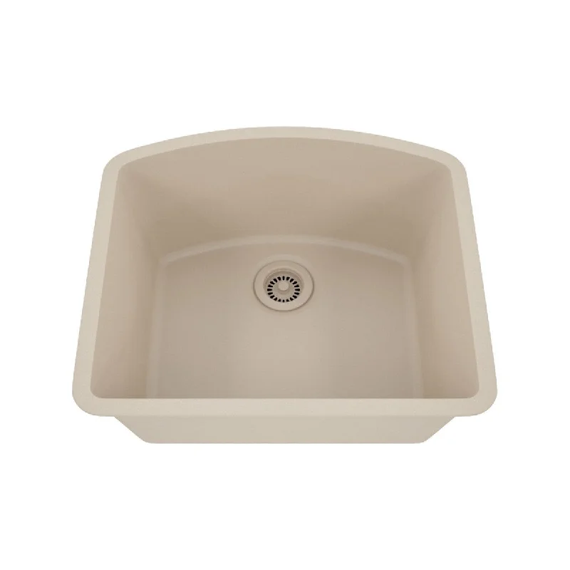 23 Inch Lexicon Platinum Quartz Composite Drop-in Undermount D-Shaped Single Bowl Beige Kitchen Sink LP-2321D-B-SO