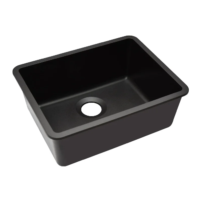 23 Inch Lexicon Platinum Quartz Composite Drop-in Undermount Single Bowl Black Kitchen Sink LP-2318-K-SO - 18" W x 23" L x 9" H