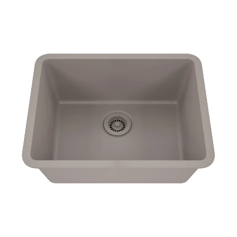 23 Inch Lexicon Platinum Quartz Composite Drop-in Undermount Single Bowl Concrete Kitchen Sink LP-2318-C-SO