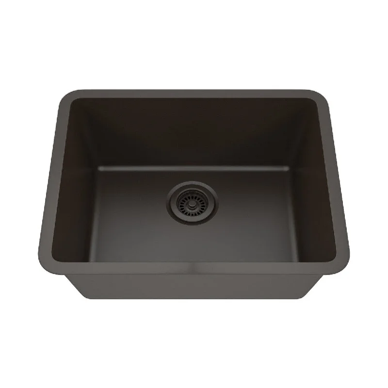 23 Inch Lexicon Platinum Quartz Composite Drop-in Undermount Single Bowl Mocha Kitchen Sink LP-2318-M-SO - 18" W x 23" L x 9" H