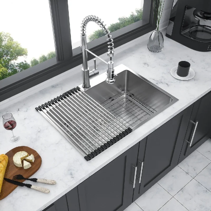 25/28/30/33 Inch. Drop-in Single Bowl 16 Gauge Bowl Stainless Steel Kitchen Sink Basin