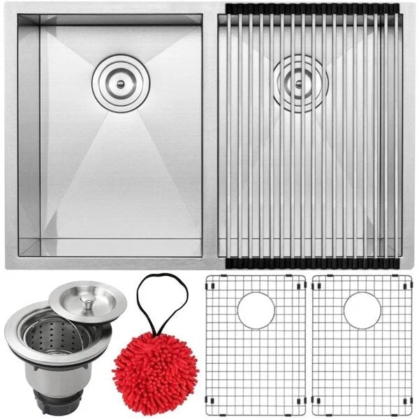 29" Ticor S3520 Pacific Series 16-Gauge Stainless Steel Undermount Double Basin Zero Radius Kitchen Sink with Accessories