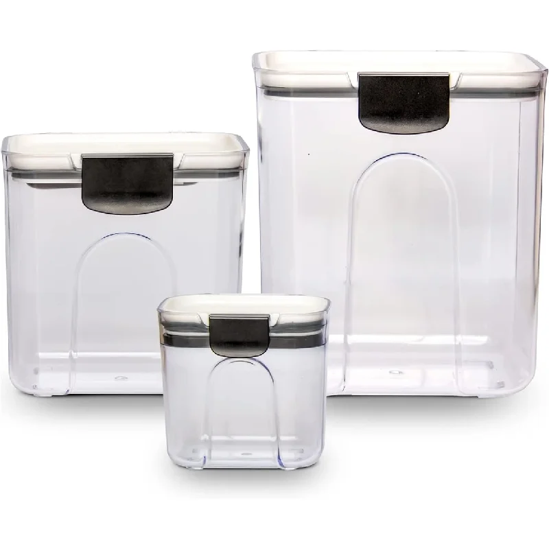 3 Piece Set of Airtight Food Storage Containers - Clear