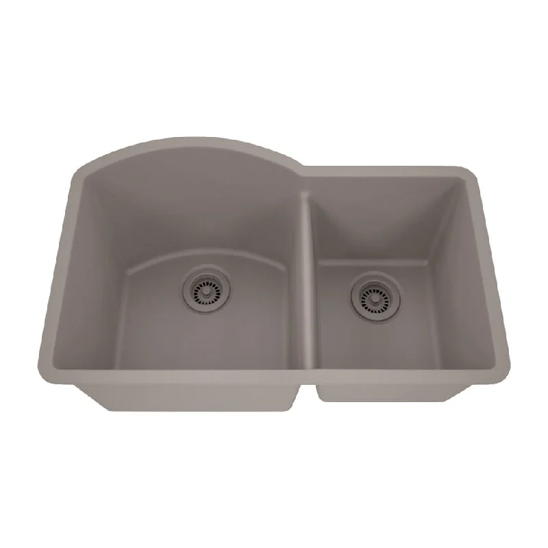 32 Inch Lexicon Platinum Quartz Composite Drop-in Undermount Concrete Kitchen Sink LP-7030-C-SO - 20.5" W x 32" L x 10.25" H