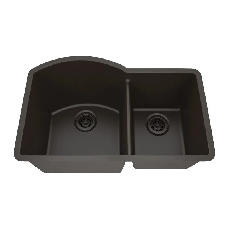 32 Inch Lexicon Platinum Quartz Composite Drop-in Undermount Double Bowl Mocha Kitchen Sink LP-7030-M-SO