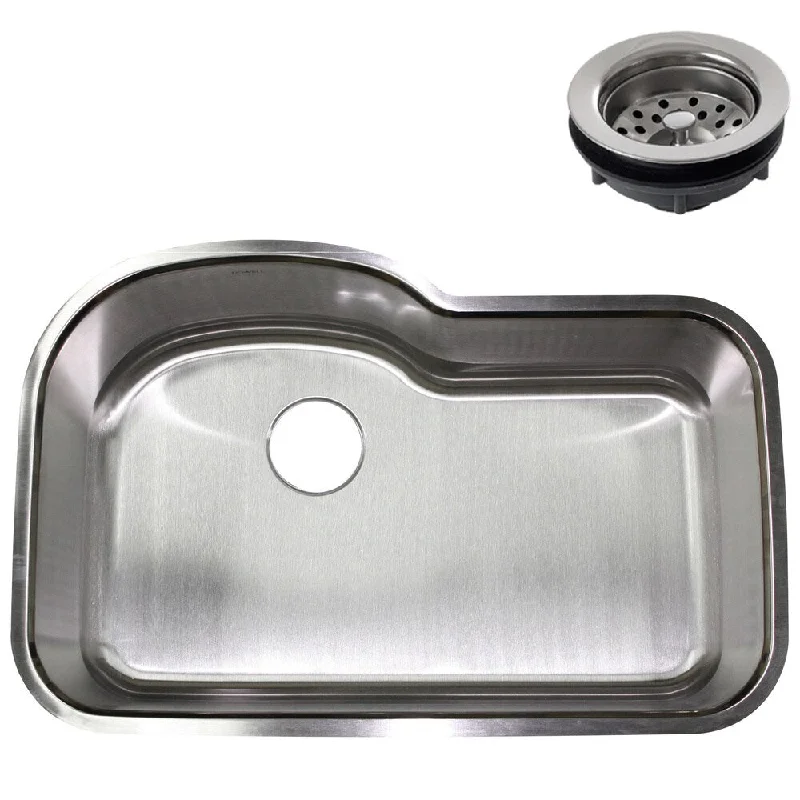 32-inch Stainless Steel Undermount Single Bowl Kitchen Sink w/ Regular Strainer