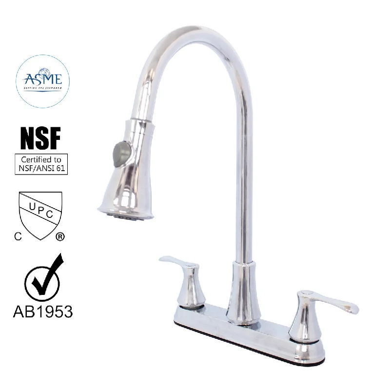 8201ZNL-CP - Hybrid Metal Deck Pull Down Kitchen Sink Faucet with Double Handle Washerless Chrome