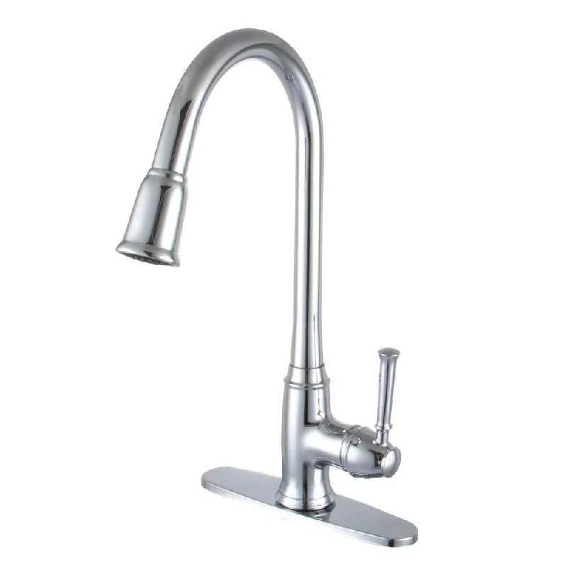 AA Warehousing Madison Single Hole Polished Chrome Finish Pull-out Kitchen Faucet