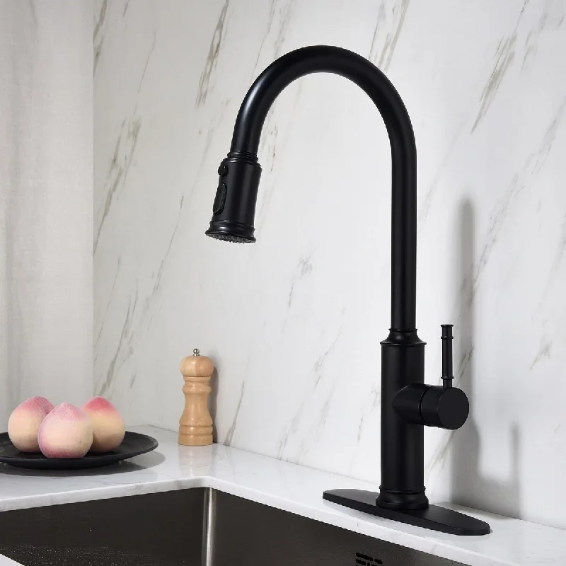 Black Pull Down Single Handle Metal Kitchen Faucet