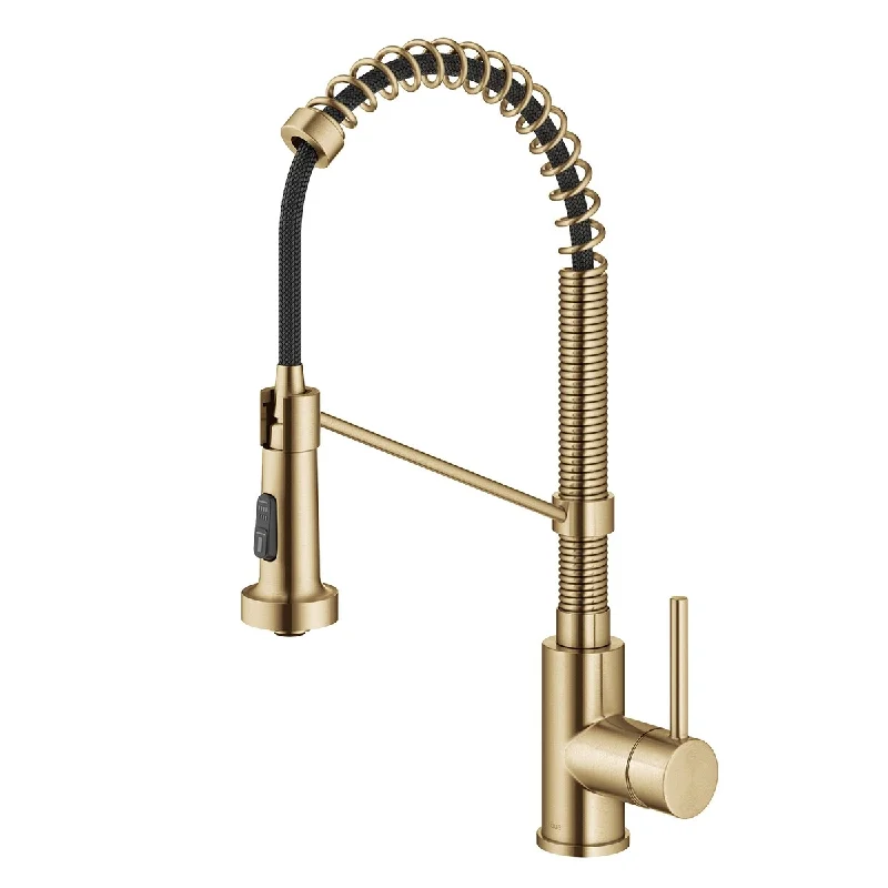 Bolden Commercial Style Pull-Down Single Handle 18-Inch Kitchen Faucet in Brushed Brass, KPF-1610BB