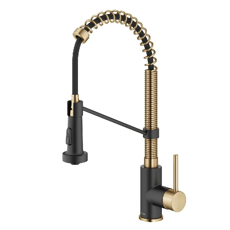 Bolden Commercial Style Pull-Down Single Handle 18-Inch Kitchen Faucet in Brushed Brass/Matte Black, KPF-1610BBMB