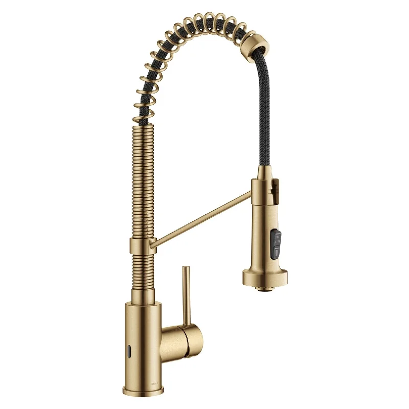 Bolden Touchless Sensor Commercial Style Pull-Down Single Handle 18-Inch Kitchen Faucet in Brushed Brass, KSF-1610BB