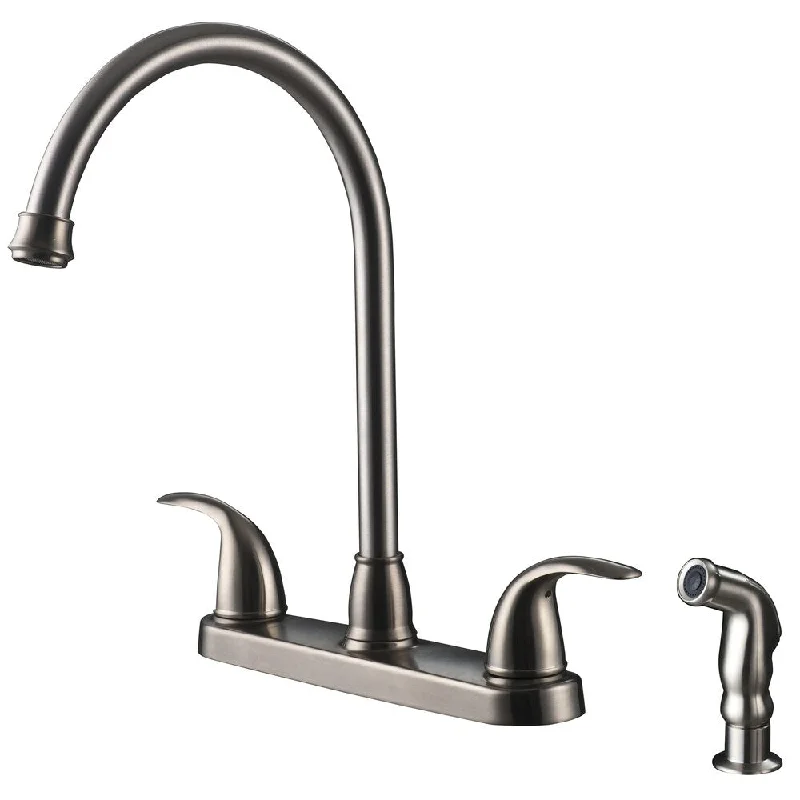 Brienza Montbelliard Two-Handle Standard Kitchen Faucet with Hi-Arc Spout and Side Sprayer in Brushed Nickel