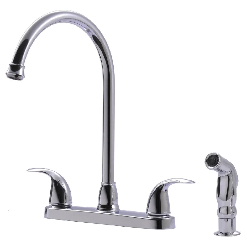 Brienza Montbelliard Two-Handle Standard Kitchen Faucet with Hi-Arc Spout and Side Sprayer in Faucet Chrome