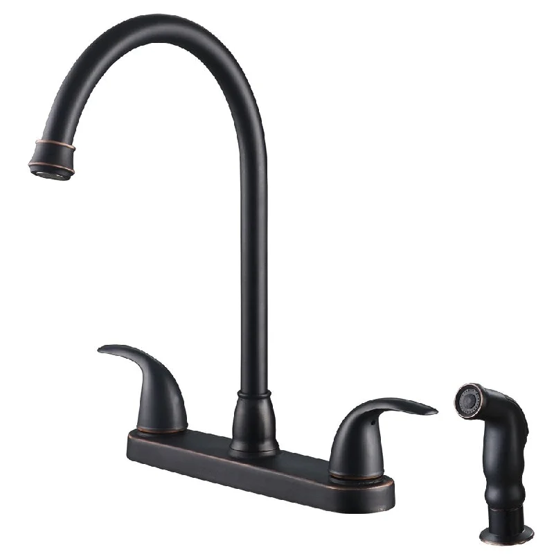 Brienza Montbelliard Two-Handle Standard Kitchen Faucet with Hi-Arc Spout and Side Sprayer in Oil Rubbed Bronze