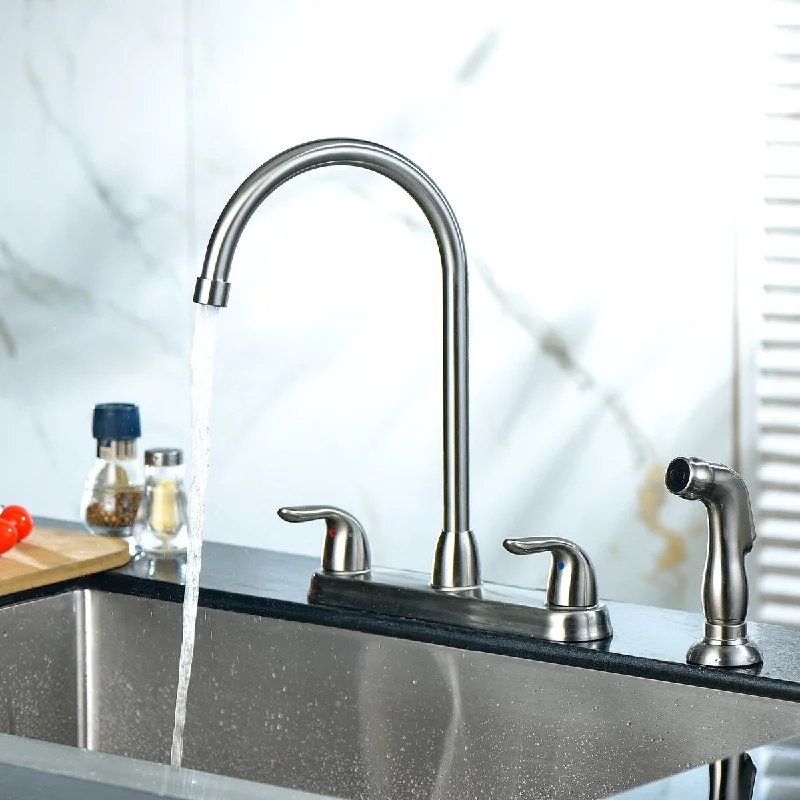 Brushed Nickel Kitchen Sink Faucet with Side Sprayer High Arch