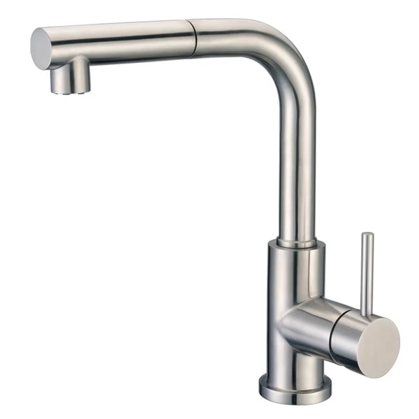 Cadell 71200 Brushed Stainless Steel Single Handle Kitchen Faucet with Pull-Down