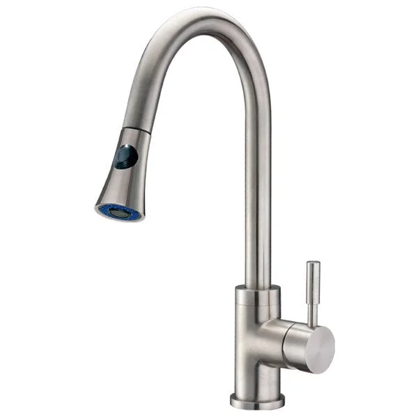 Cadell 71300 Brushed Stainless Steel Single Handle Kitchen Faucet with Pull-Down