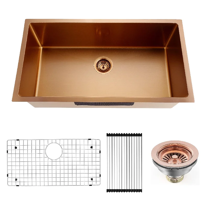 rose gold sink+grid+roll up rack