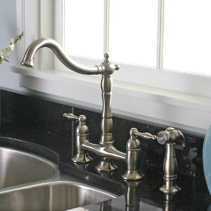 Charelstown 2-handle Brushed Nickel Lead-free Bridge-style Kitchen Faucet